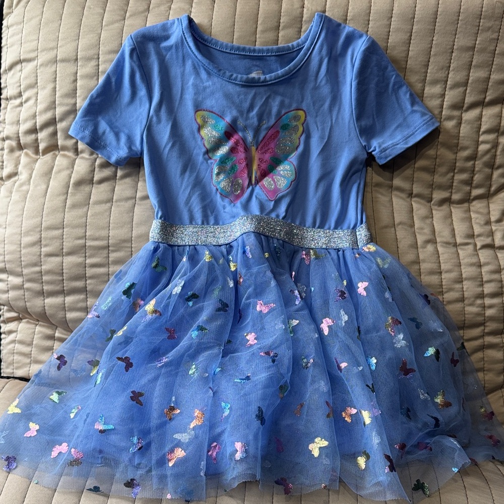 Blue Butterfly Kids Dress